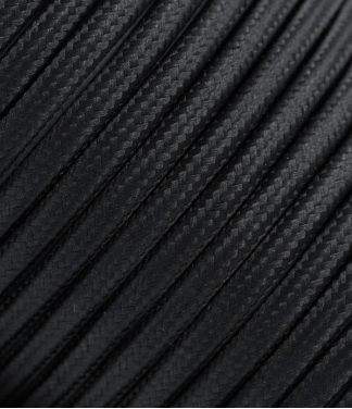 Melns trīsdzīslu tekstila kabelis 3x1,5 mm²