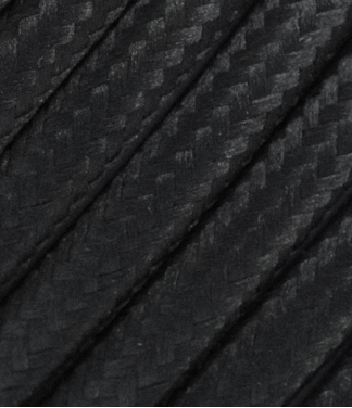 Melns trīsdzīslu tekstila kabelis 3x1,5 mm²