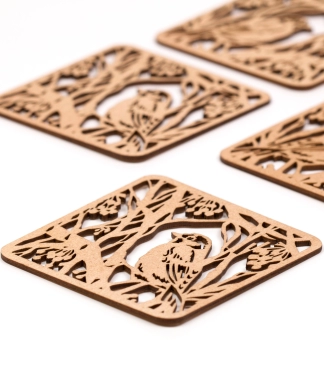 Medinis padėkliukas su paukščiais H14