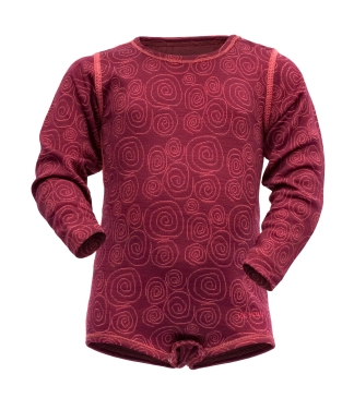 Bērnu siltais bodijs merino vilnas Devold Beetroot