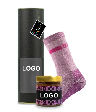 biznesa dāvanu medus cienasts un vilnas zeķes