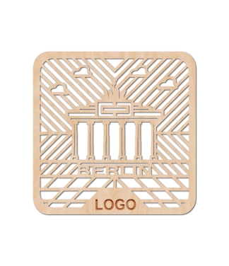 medinis pedėkliukas su įmonės logo