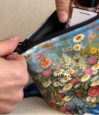 stilinga kosmetinė su gėlėmis