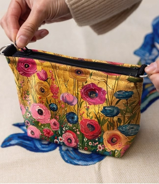 moteriška kosmetinė geltona su gėlėmis