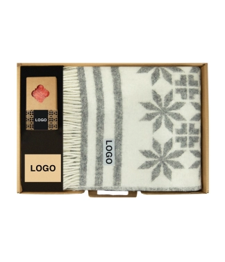 Biznesa dāvanu komplekts pleds ar sveci