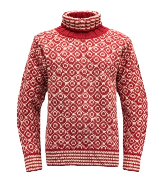Stilingas raštuotas raudonas vyriškas megztinis Devold