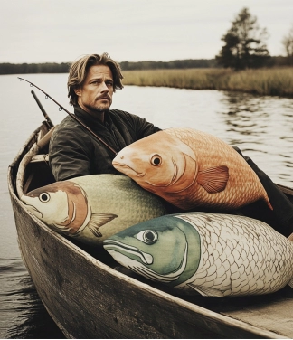 dekoratyvinė pagalvėlė su žuvies nuotrauka dovana žvejui