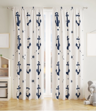 šviesios dieninės vaikiškos užuolaidos su inkariukais