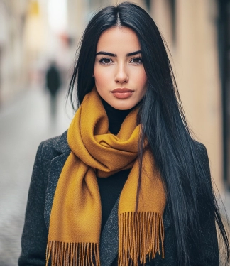 Sieviešu Šalle Baby Alpaca Sparcs Curry