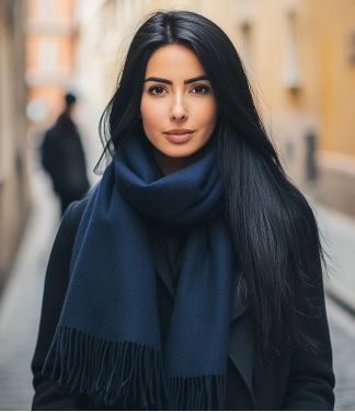 Sieviešu Šalle Baby Alpaca Navy