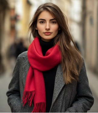 Sieviešu Šalle Baby Alpaca Blood Red