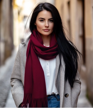 Sieviešu Šalle Baby Alpaca Bordo