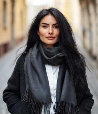 Sieviešu Šalle Baby Alpaca Dark Grey