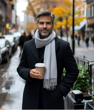 Vīriešu šalle baby alpaca Grey