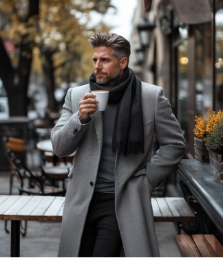 Vīriešu šalle baby alpaca tumši pelēks