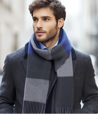 Vīriešu šalle baby alpaca Blue Grey