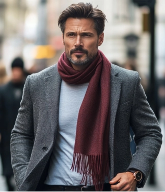 Vīriešu šalle baby alpaca Beetroot