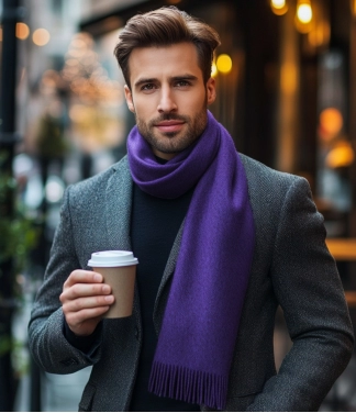 Vīriešu šalle baby alpaca Deep Purple