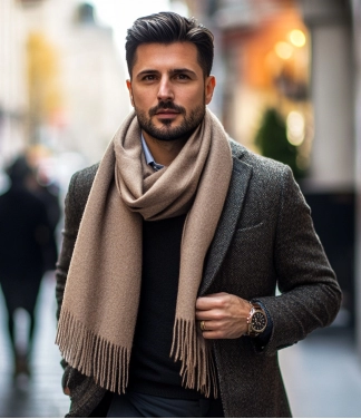 Gaiši brūna šalle vīriešiem