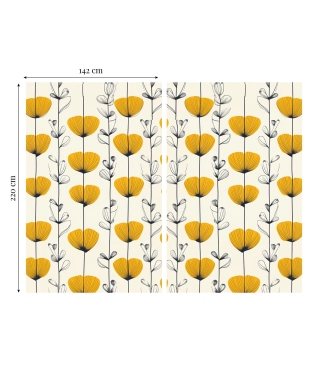 Stilīgi aizkari dzeltenās magones