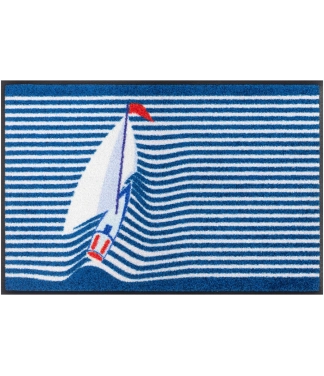 durų kilimėlis mėlynas su laiveliu