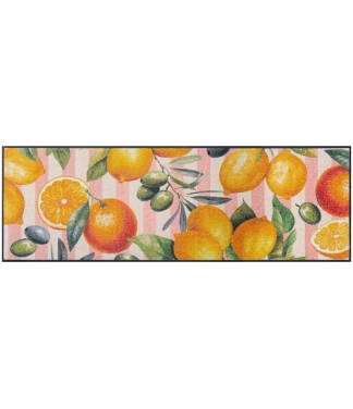 ilgas kiliminis takas virtuvei su vaisiais