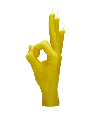 Roku darbs svece OK Yellow