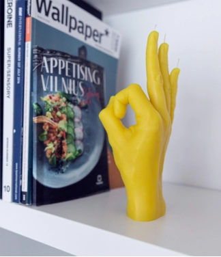 Roku darbs svece OK Yellow