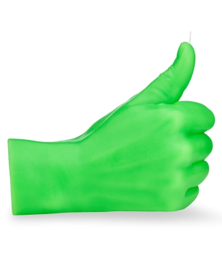 Ar rokām darināta svece Thumbs Up Neona Green