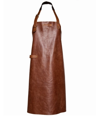 Ādas priekšauts BBQ ar kakla jostu New York Cognac