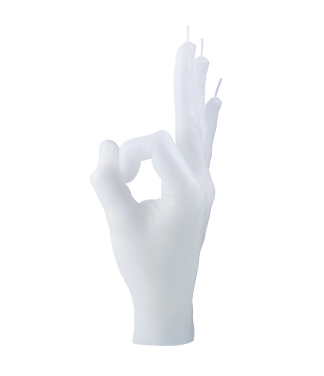 Roku darbs svece OK White