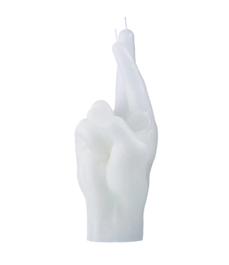 Ar rokām darināta svece Crossed Fingers White