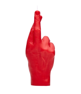 Ar rokām darināta svece Crossed Fingers Red