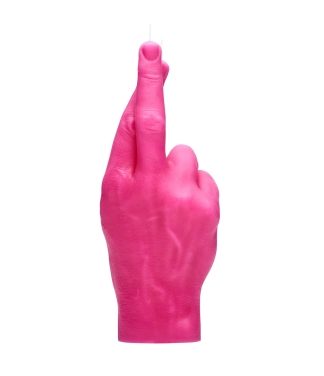 Ar rokām darināta svece Crossed Fingers Pink