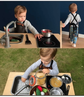 Bērnu priekšauts no ādas BBQ Bovine Navy