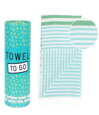 žalias paplūdimio rankšluostis dryžuotas