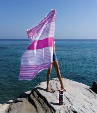 stilingas rožinis paplūdimio rankšluostis kaip dovana