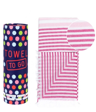 rožinis paplūdimio rankšluostis dryžuotas