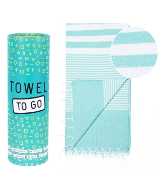 turkio spalvos paplūdimio rankšluostis ir dovanų dėžutė