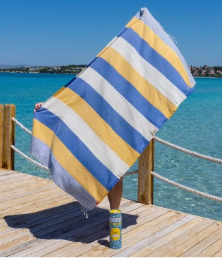 stilingas dryžuotas paplūdimio rankšluostis su kutais