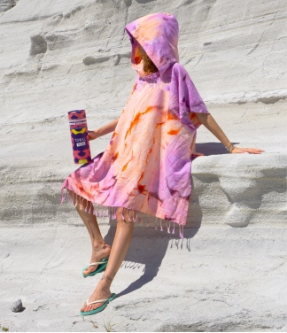 rožinis pončas vasarai moteriškas rožinis