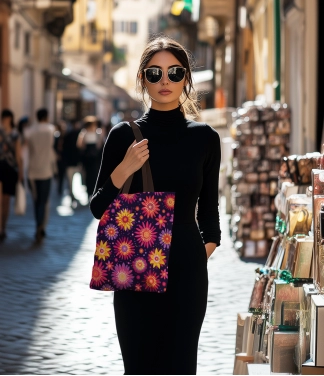 stilingas pirkinių krepšys moterims su gėlėmis