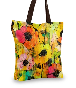 Moteriškas krepšys su gėlių raštu