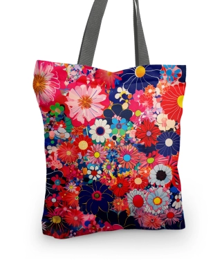 gėlėtas pirkinių krepšys vasarai