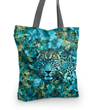 Mėlynas pirkinių krepšys raštuotas tigras