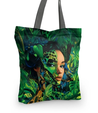 žalias raštuotas pirkinių krepšys