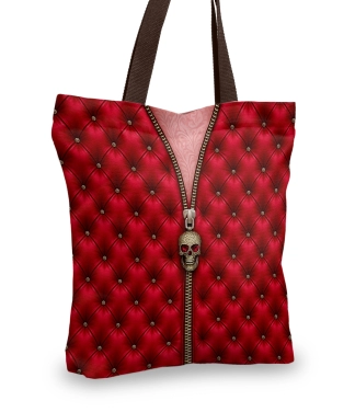 ekstravagantiskas pirkiniu krepsys su kaukole raudonas