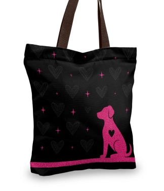 juodas pirkinių krepšys šuniukas