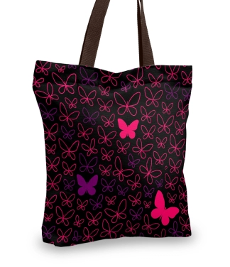 juodas pirkinių krepšys rožinės širdelės