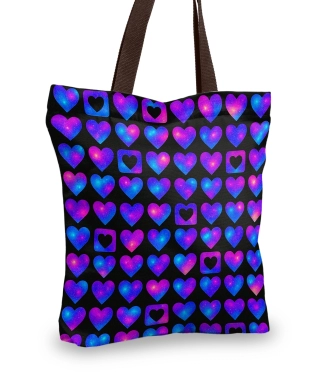 pirkinių krepšys spalvotos širdelės